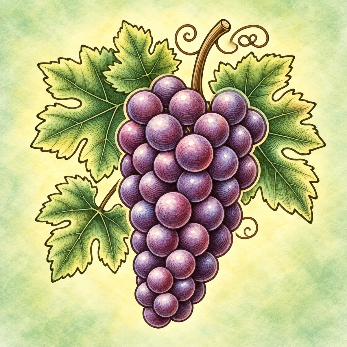 ES 3-22-36 Purple Grape botanical illustration