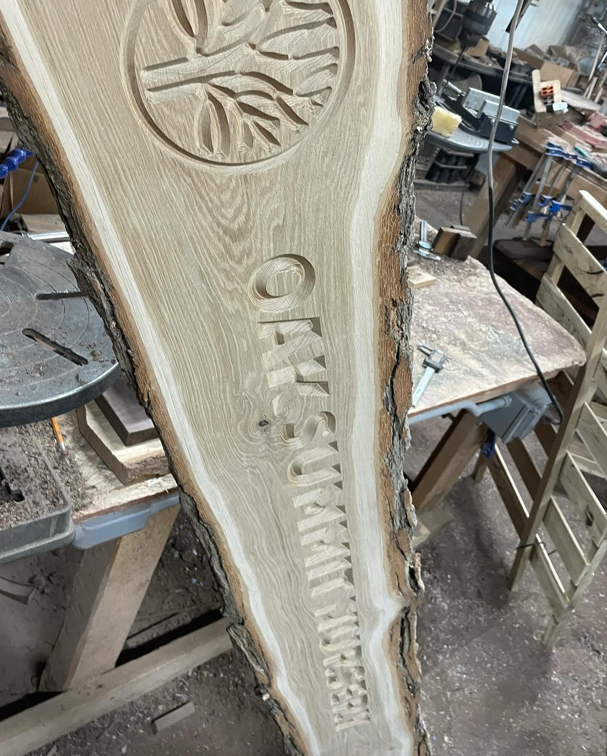 making a larger sign from a slab of oak, image 4 of 4