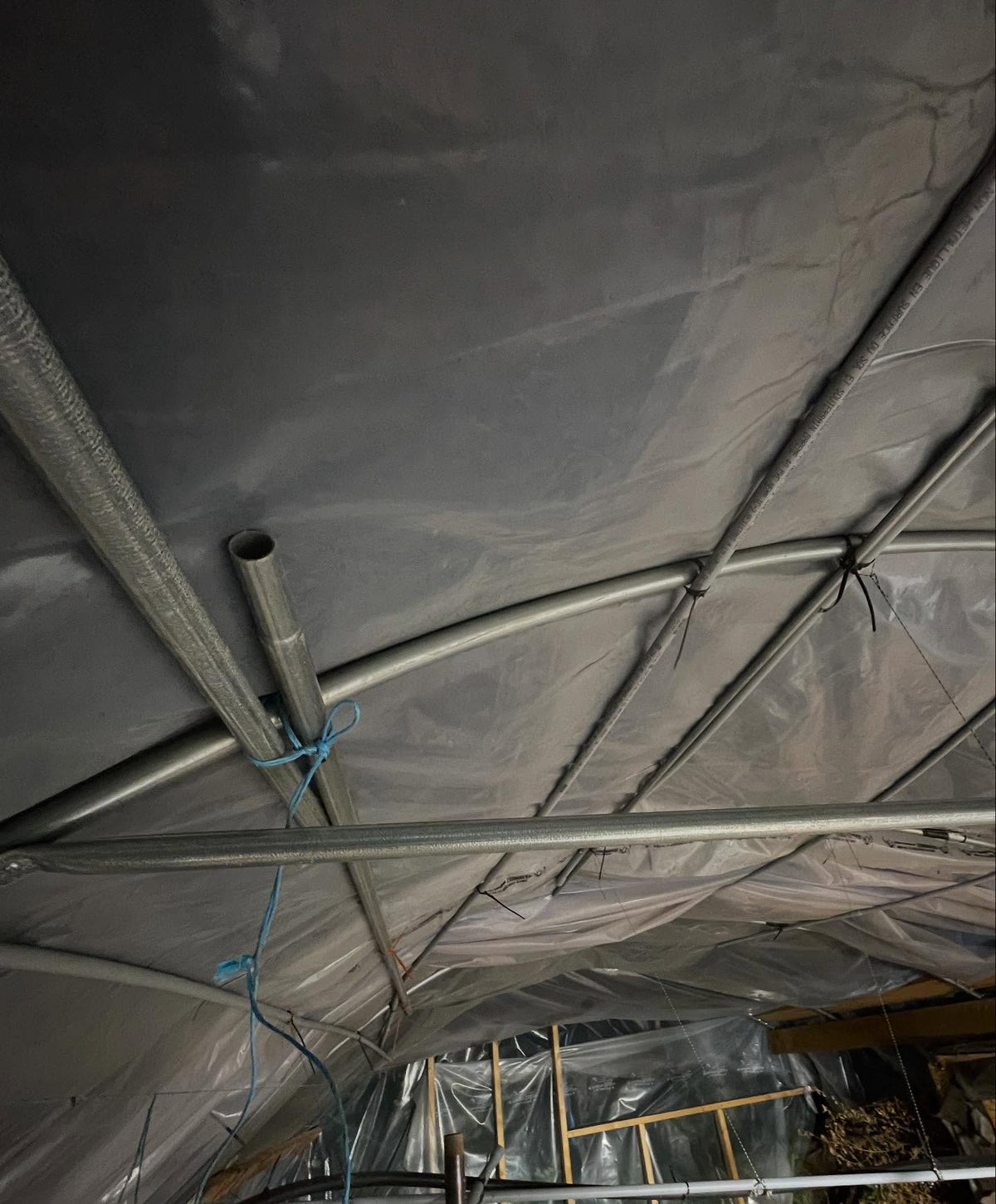 making greenhouse frame supports like this, by using a small press to crimp the pole ends, image 4 of 4