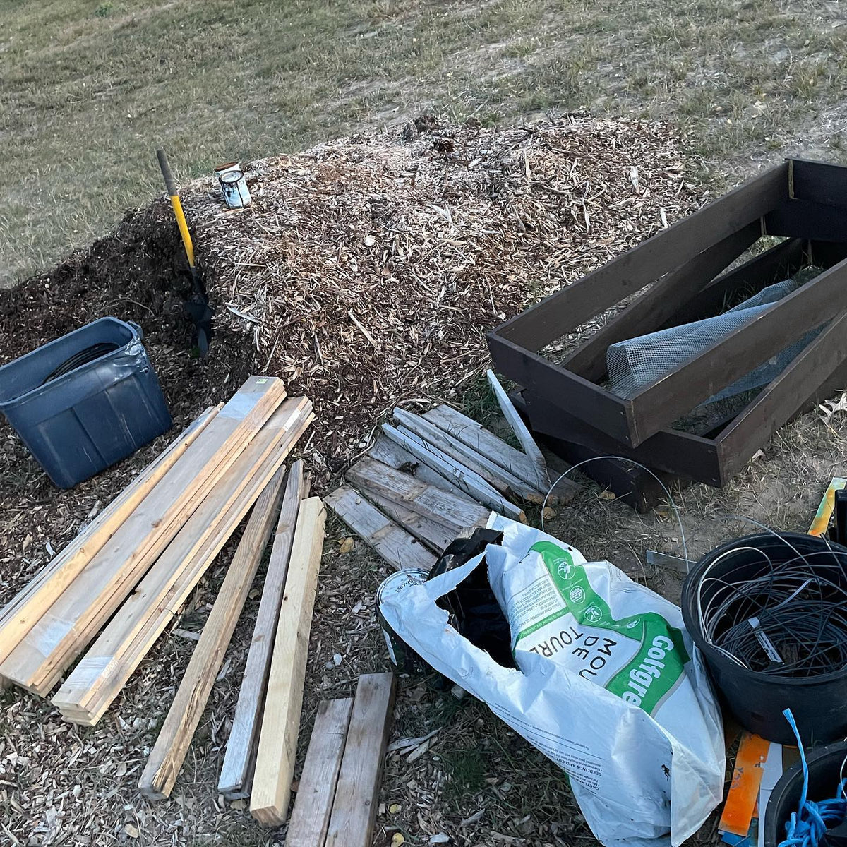 raised beds for tree seeds almost all filled, a few left to screen in the bottom for air pruning, image 2 of 2