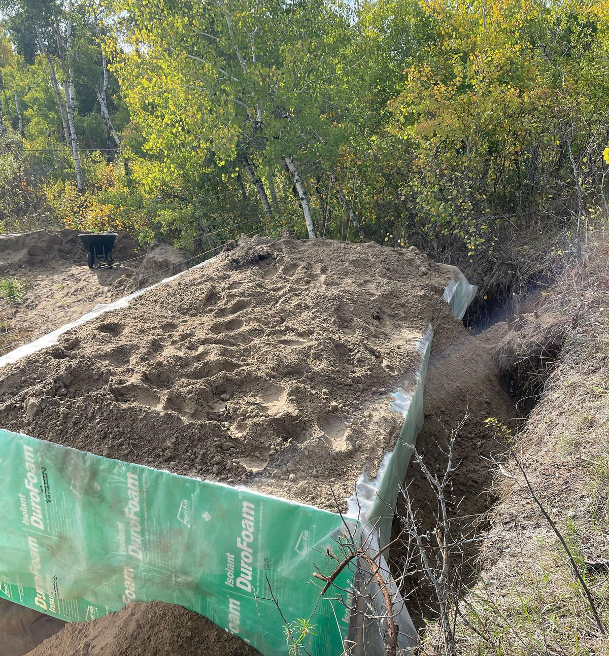 root cellar is close to back filled at one point, sand needs to get moved three times to get it all the way around