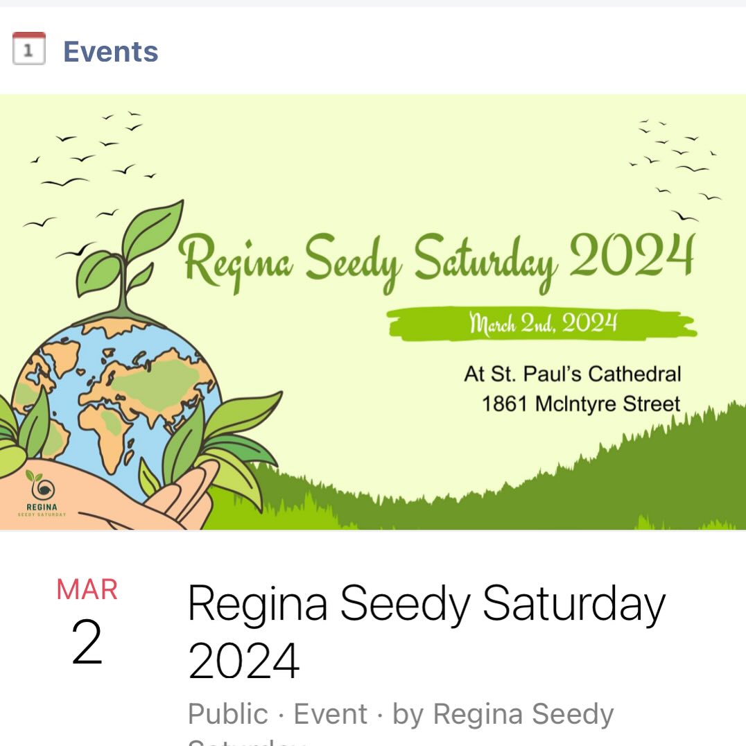 We’ll be at the seedy saturday in Regina, Saskatchewan tomorrow